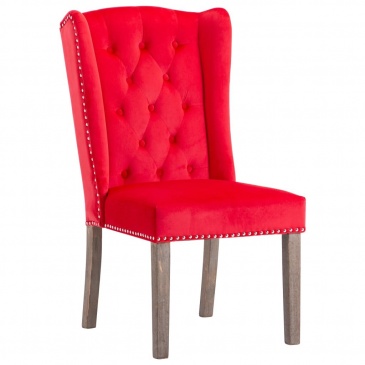 Krzesło do jadalni czerwone obite aksamitem