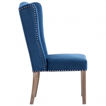 Krzesło do jadalni niebieskie obite aksamitem