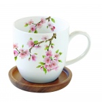 Kubek porcelanowy z podkładką akacjową Nuova R2S Sakura