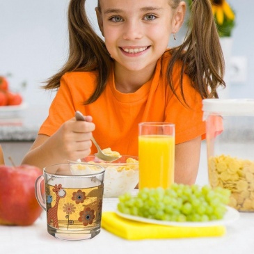 Kubek szklany z uchem szklanka dla dzieci do picia herbaty napojów dziecięcy żyrafa 250 ml