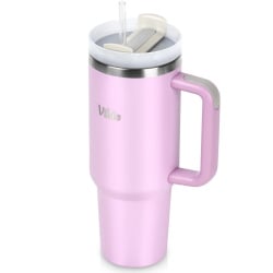 Kubek termiczny stalowy różowy z uchwytem 1,2 l