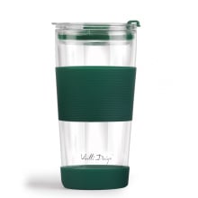 Kubek termiczny szklany ze słomką 600 ml zielony fuori 30398