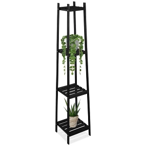 Kwietnik 4-poziomowy na doniczki drewniany czarny 150 cm Kwietnik 4-poziomowy na doniczki drewniany czarny 150 cm