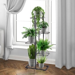 Kwietnik 5-poziomowy na doniczki metalowy czarny 107 cm