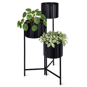 Kwietnik metalowy czarny 3-poziomowy 39x29x68 cm Kwietnik metalowy czarny 3-poziomowy 39x29x68 cm