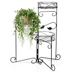 Kwietnik metalowy czarny 3-poziomowy 66 cm