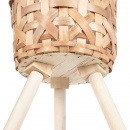 Kwietnik stojący drewniany pleciony doniczka osłonka na stojaku drewnianych nogach boho