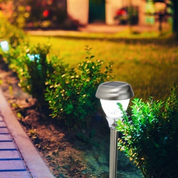 Lampa solarna, LED, ogrodowa, lampka ekologiczna, wbijana, stalowa, 40 cm