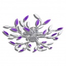 Lampa wisząca z akrylowymi kryształowymi liśćmi fiolet i biel