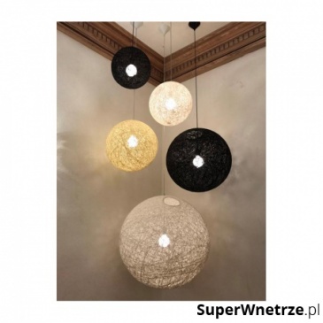 Lampa wisząca LUNA 80 biała - sznurek konopny