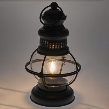 Lampion led lampa latarnia latarenka stołowa czarna metalowa loft 27x15 cm