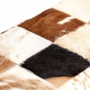 Ławka 110 cm, brązowa, patchworkowa, prawdziwa kozia skóra