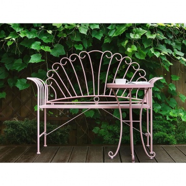 Ławka ogrodowa 125 cm metalowa różowa CAVINIA