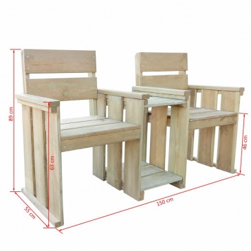 Ławka ogrodowa dla 2 osób, 150 cm, impregnowana sosna FSC