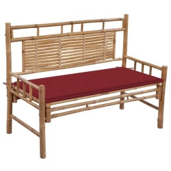 ławka ogrodowa z poduszką, 120 cm, bambusowa ławka ogrodowa z poduszką, 120 cm, bambusowa