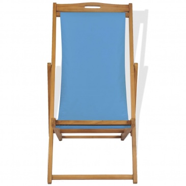 Leżak, drewno tekowe, 56 x 105 x 96 cm, niebieski