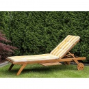 Leżak ogrodowy drewniany z poduszką żółto-białą CESANA