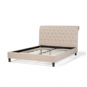 Łóżko beżowe - 160x200 cm - łóżko tapicerowane - stelaż - Ferrari