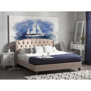 Łóżko beżowe tapicerowane 180 x 200 cm BORDEAUX