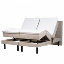 Łóżko beżowe tapicerowane regulowane elektrycznie 160 x 200 cm EARL