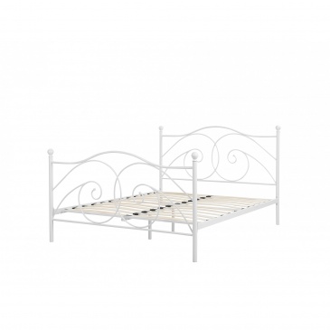 Łóżko białe 160 x 200 cm metalowe ze stelażem DINARD