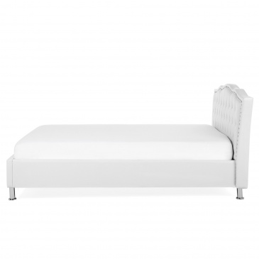Łóżko białe skóra ekologiczna podnoszony pojemnik 140 x 200 cm Orsola