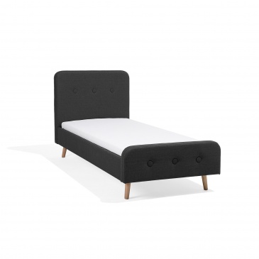 Łóżko ciemnoszare ze stelażem 90x200 cm tapicerowane - Marino