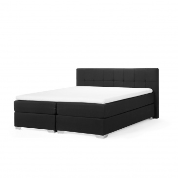 Łóżko czarne - 180x200 cm - kontynentalne - podwójne - Agosto