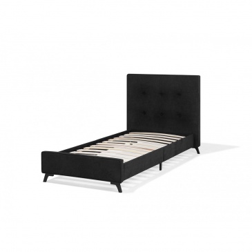 Łóżko czarne tapicerowane ze stelażem 90 x 200 cm AMBASSADOR