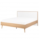 Łóżko drewniane 140 x 200 cm LED jasnobrązowe SERRIS