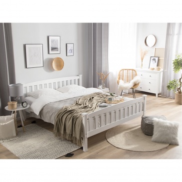 Łóżko drewniane 180 x 200 cm białe GIVERNY