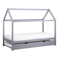 Łóżko dziecięce wysuwane Drewno sosnowe CRILLON 90 x 200 cm Szary