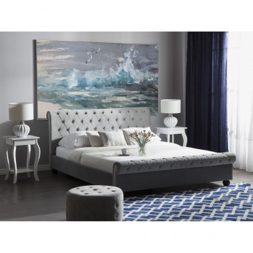 Łóżko jasnoszare tapicerowane 160 x 200 cm Rosa