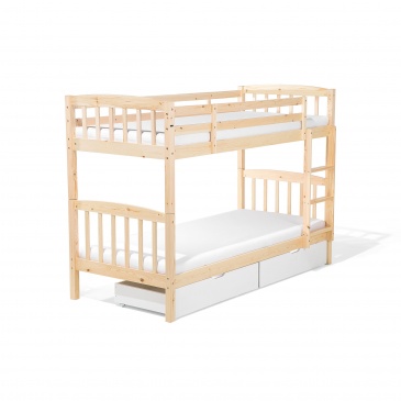 Łóżko piętrowe drewniane jasnobrązowe 90 x 200 cm Gallo BLmeble