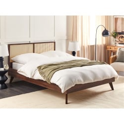 Łóżko Rattan MONPAZIER 160 x 200 cm Ciemnobrązowy