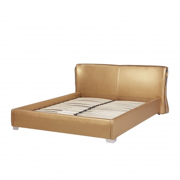 Łóżko skórzane z LED 180 x 200 cm złote PARIS