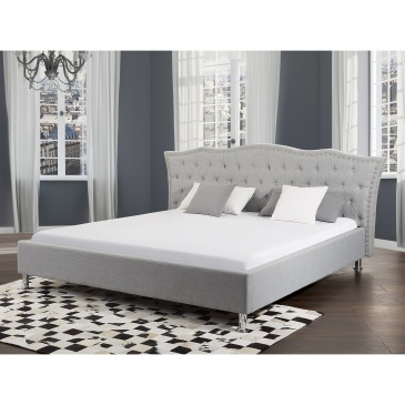 Łóżko szare - 180x200 cm - Orsola - łóżko tapicerowane ze stelażem