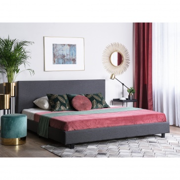 Łóżko szare tapicerowane 180 x 200 cm ALBI