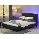 Łóżko szare tapicerowane LED kolorowy 180 x 200 cm Cucciolo