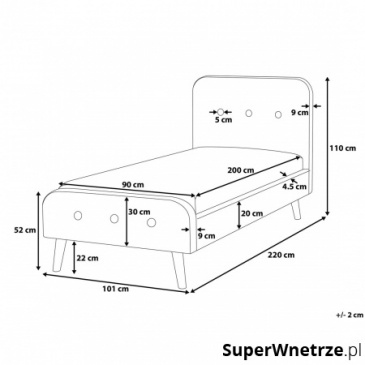 Łóżko tapicerowane granatowe ze stelażem 90 x 200 cm Marino