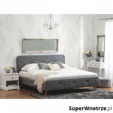 Łóżko tapicerowane jasnoszare ze stelażem 140 x 200 cm Marino
