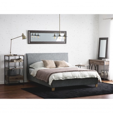 Łóżko tapicerowane szare stelaż 160 x 200 cm Mangano