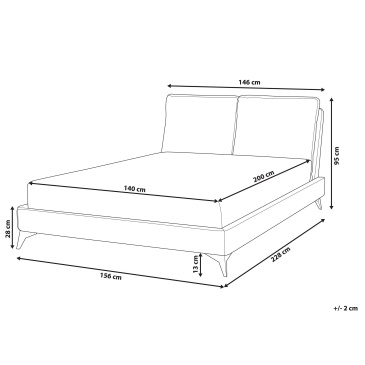 Łóżko welurowe 140 x 200 cm ciemnoszare MELLE