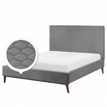 Łóżko welurowe 140 x 200 cm szare BAYONNE