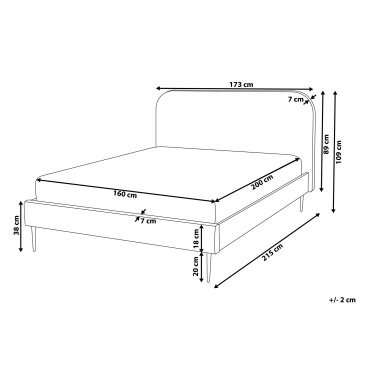 Łóżko welurowe 160 x 200 cm szare FLAYAT