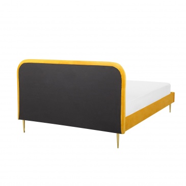 Łóżko welurowe 160 x 200 cm żółte FLAYAT