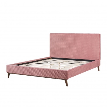 Łóżko welurowe 180 x 200 cm różowe BAYONNE