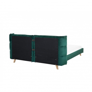 Łóżko welurowe 180 x 200 cm zielone SENLIS