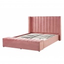 Łóżko welurowe z ławką 180 x 200 cm różowe NOYERS