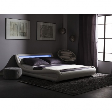 Łóżko wodne LED ekoskóra 160 x 200 cm białe AVIGNON